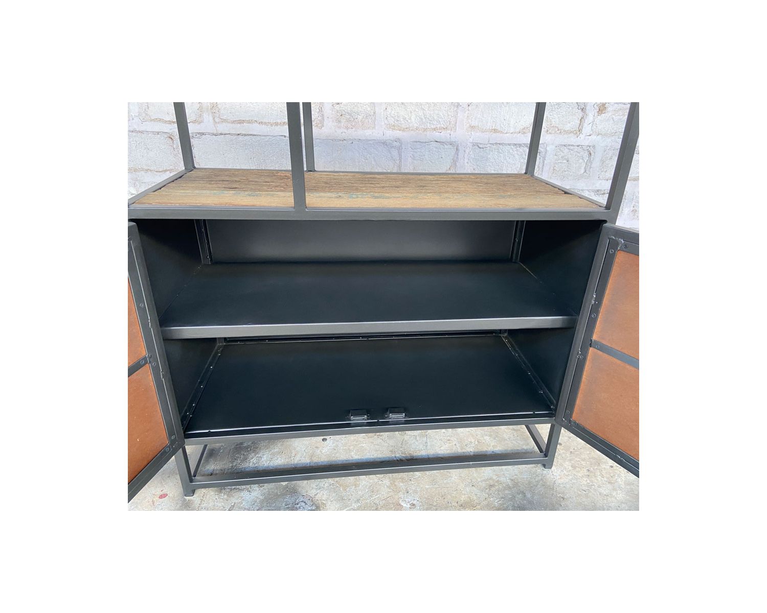 Estantería industrial de 180 x 90 cm, de metal gris y madera de mango «Kaloupilé»
