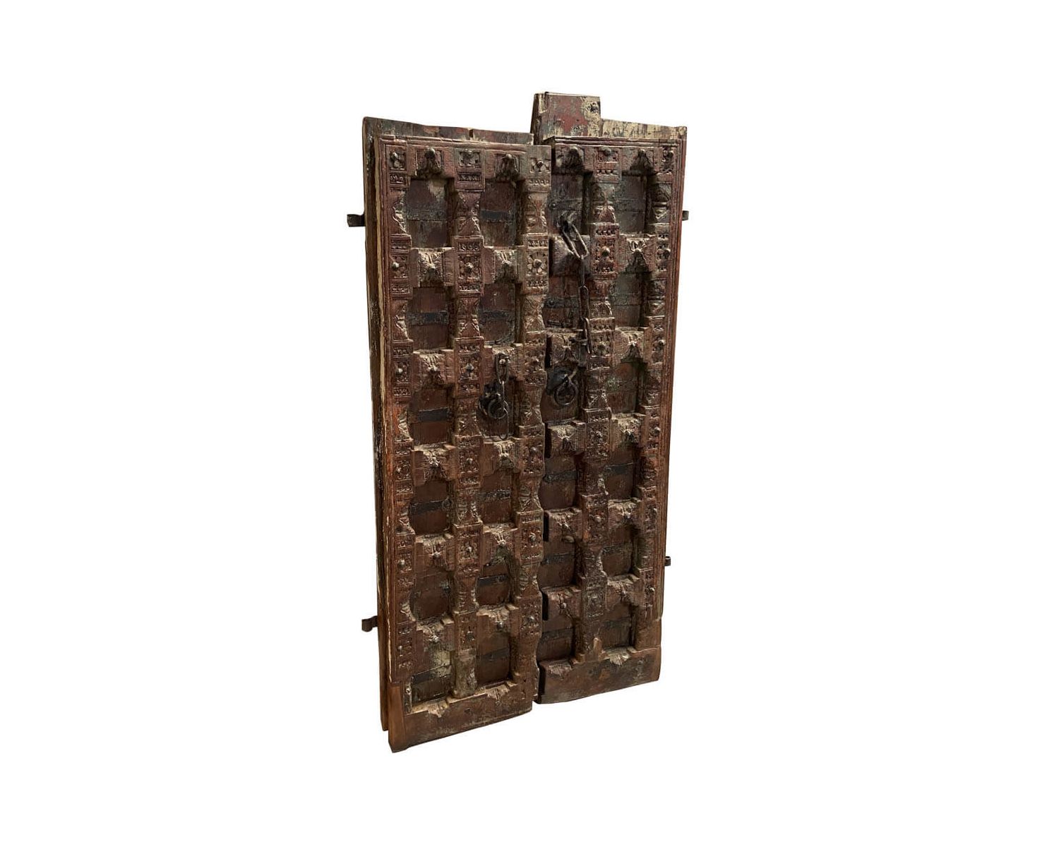 Puerta tradicional india de madera maciza y metal «Puerta antigua»