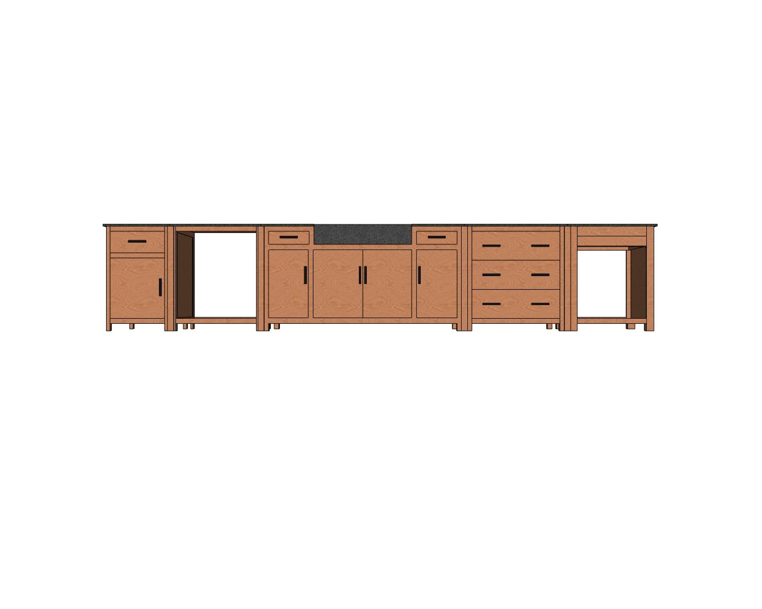 Mueble de fregadero de madera maciza y piedra, 164 cm, «Grand Chef»