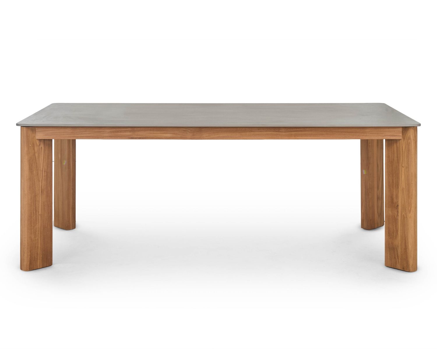 Mesa de comedor de 160 cm con tablero de cerámica gris con efecto hormigón «Merik» en teca maciza