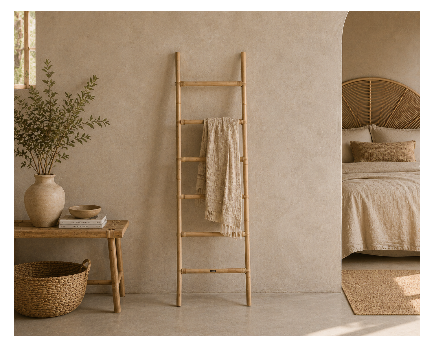 Escalera de ratán natural «Solira» de 150 cm