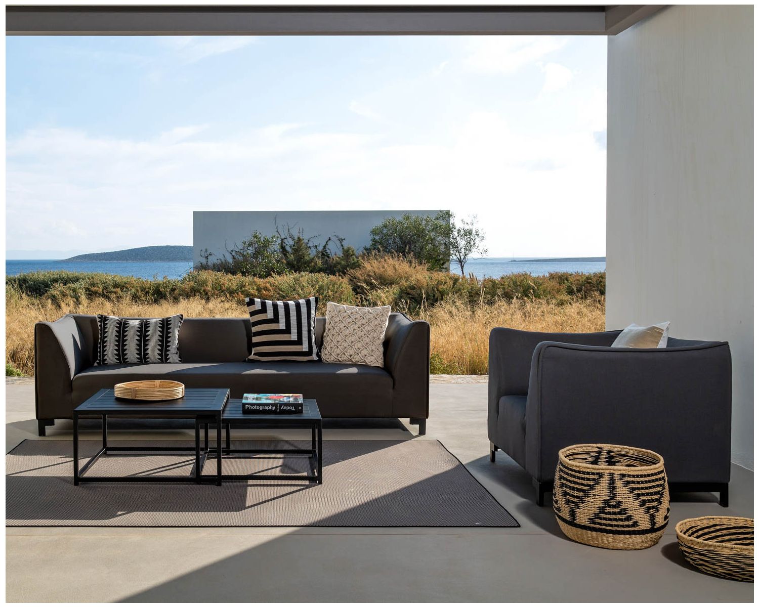 Conjunto de jardín en aluminio gris oscuro y tejido Sunbrella «Andaman Island»