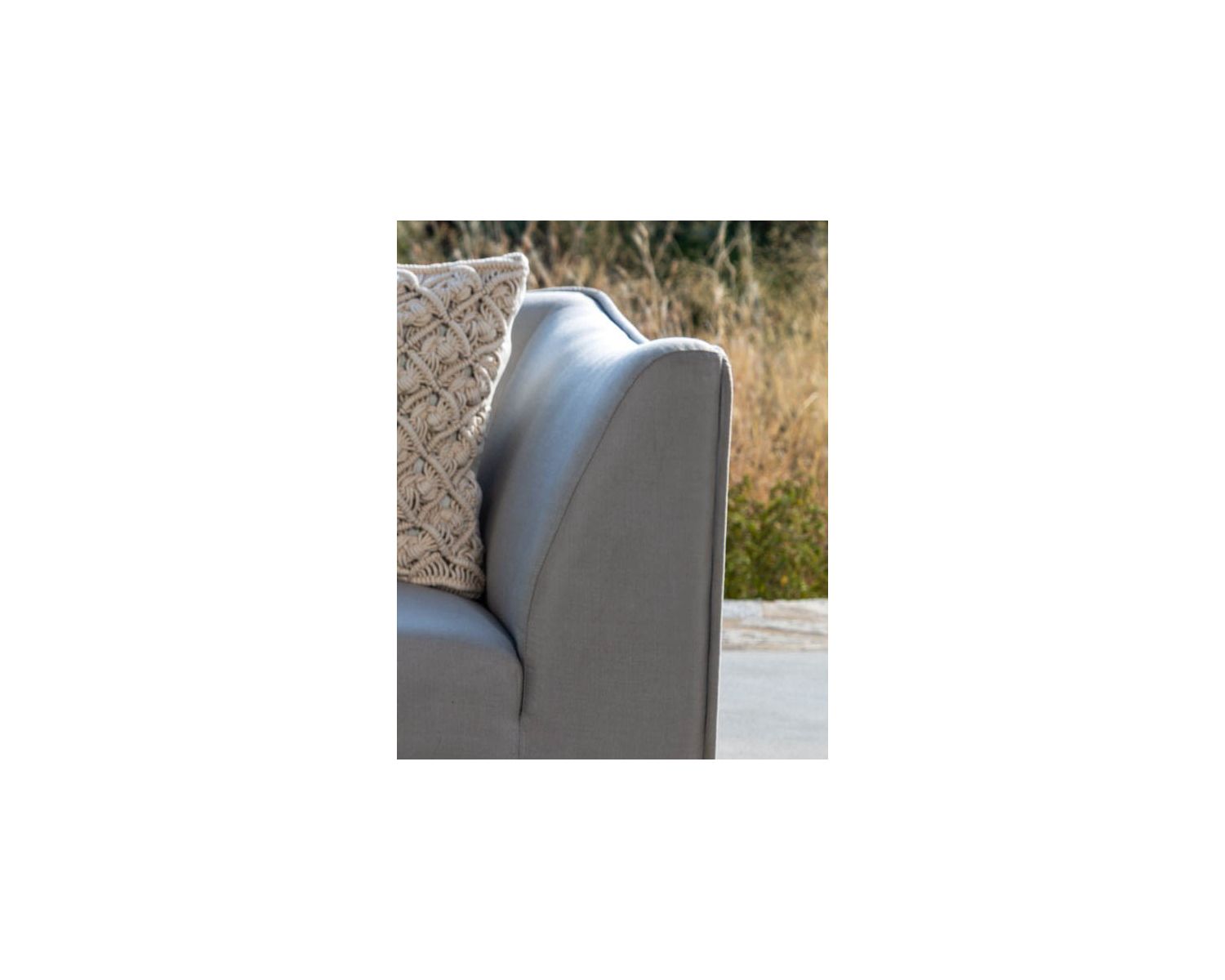 Conjunto de jardín acogedor de 3 piezas en tela Sunbrella gris claro «Andaman Island»