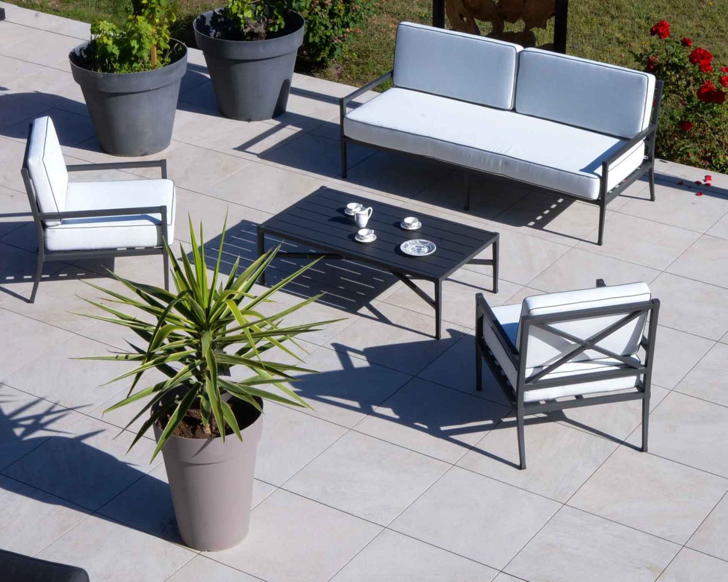 Mesa de centro rectangular de estilo clásico y elegante, de aluminio, «Chambord»