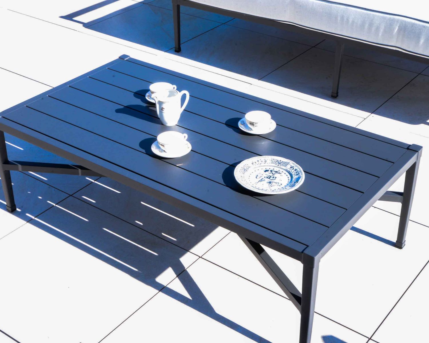 Mesa de centro rectangular de estilo clásico y elegante, de aluminio, «Chambord»