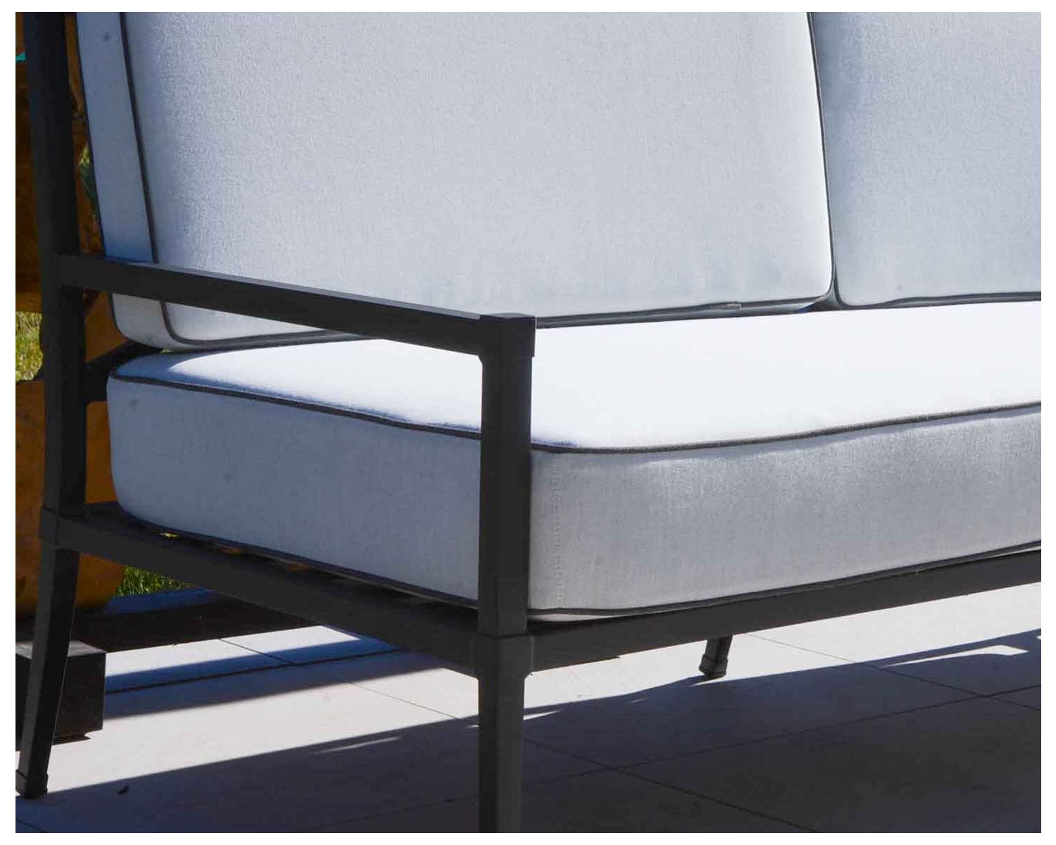 Conjunto clásico de 3 piezas de muebles de jardín en gris, de aluminio y tela «Chambord»