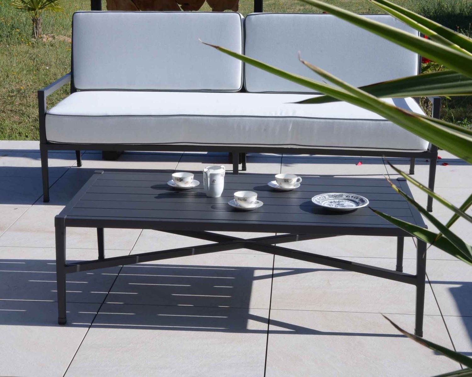 Mesa de centro rectangular de estilo clásico y elegante, de aluminio, «Chambord»