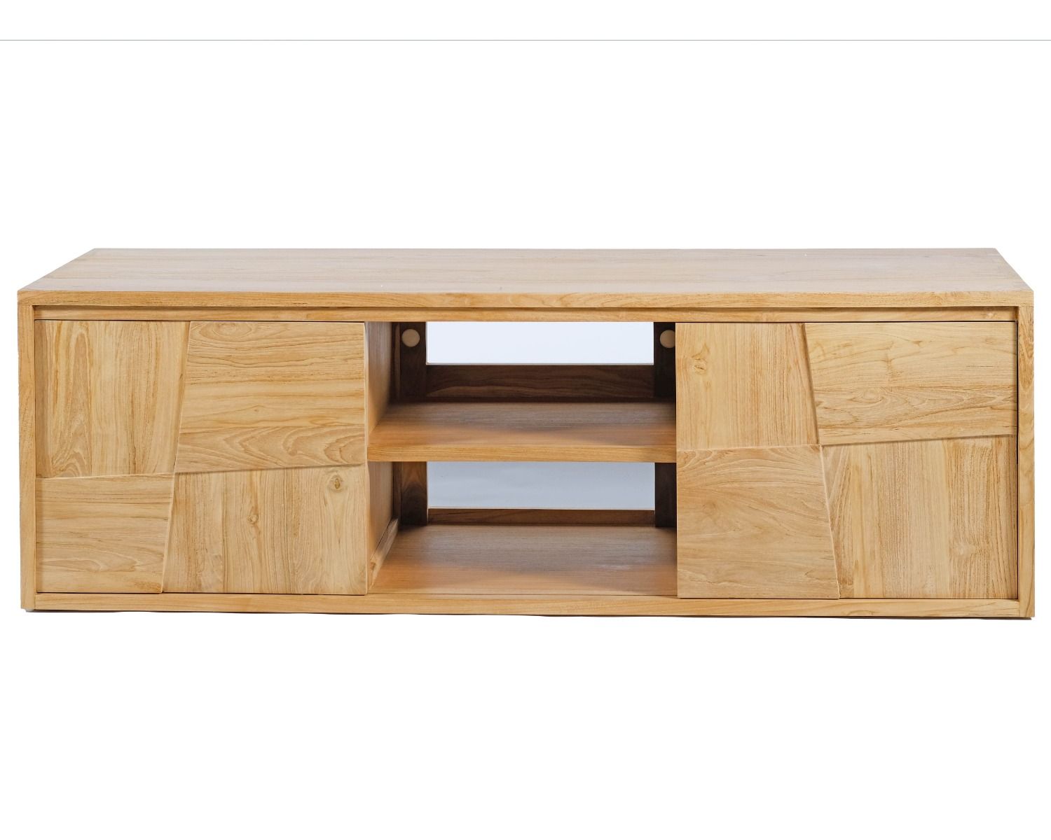 Mueble bajo lavabo suspendido de teca con puertas correderas de 140 cm «Tao»