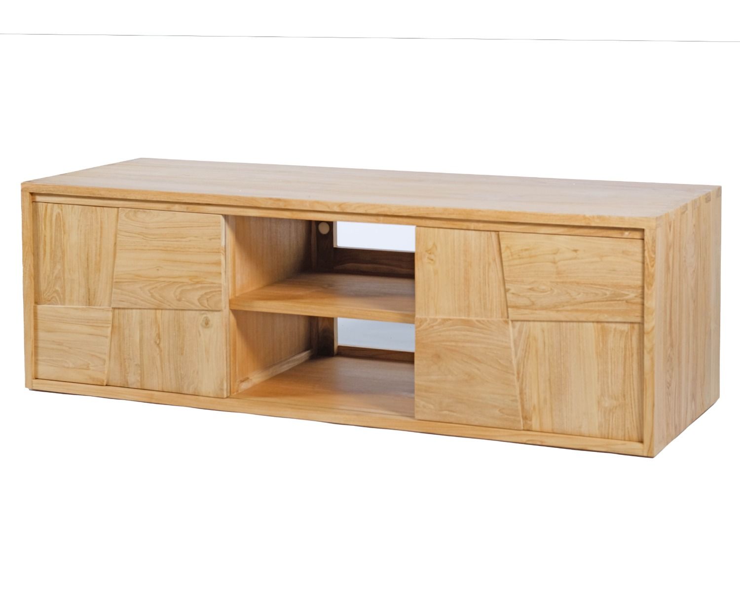 Mueble bajo lavabo suspendido de teca con puertas correderas de 140 cm «Tao»