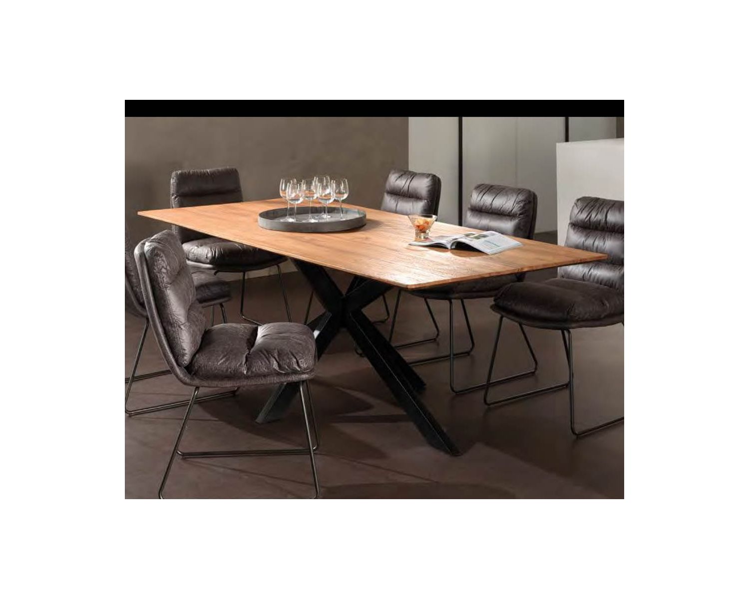 Mesa de comedor con patas Mikado y tablero de teca de 180 cm «Copley»