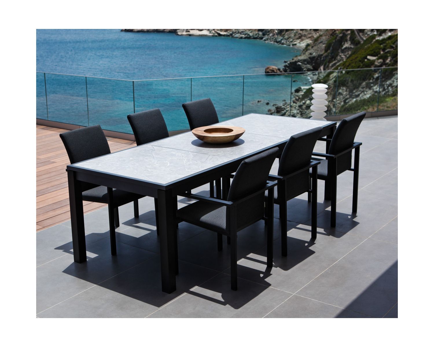 Silla de exterior negra con tejido Sunbrella «Terrasse»