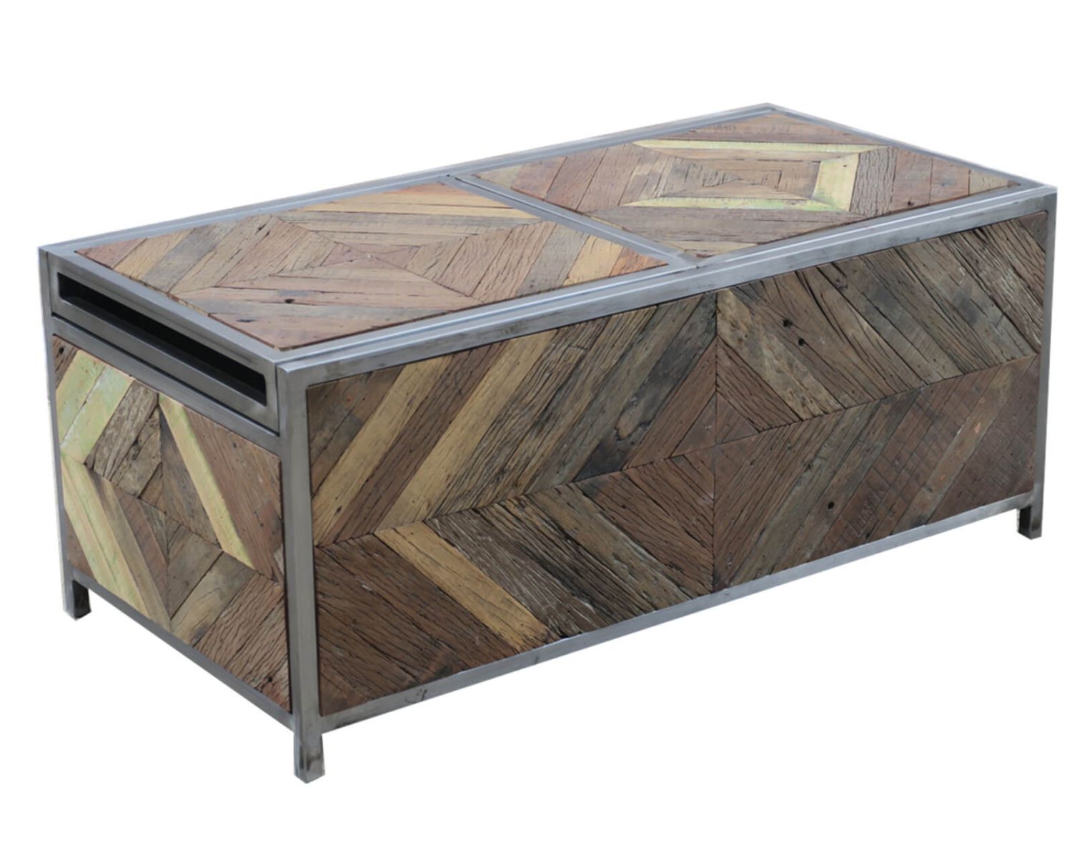 Mesa de centro tipo bar de metal y madera industrial de 100 cm «Wood»