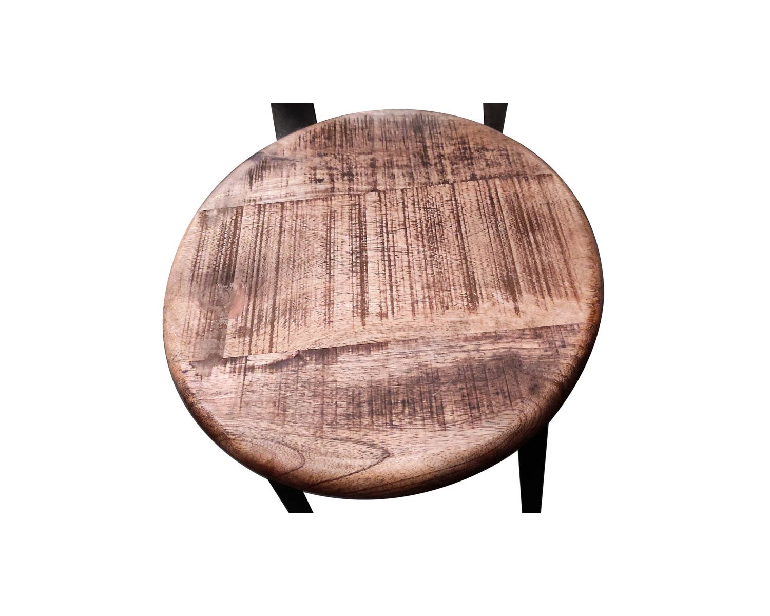 Silla de bar para isla de cocina, de metal negro y madera exótica «Atelier Grey»