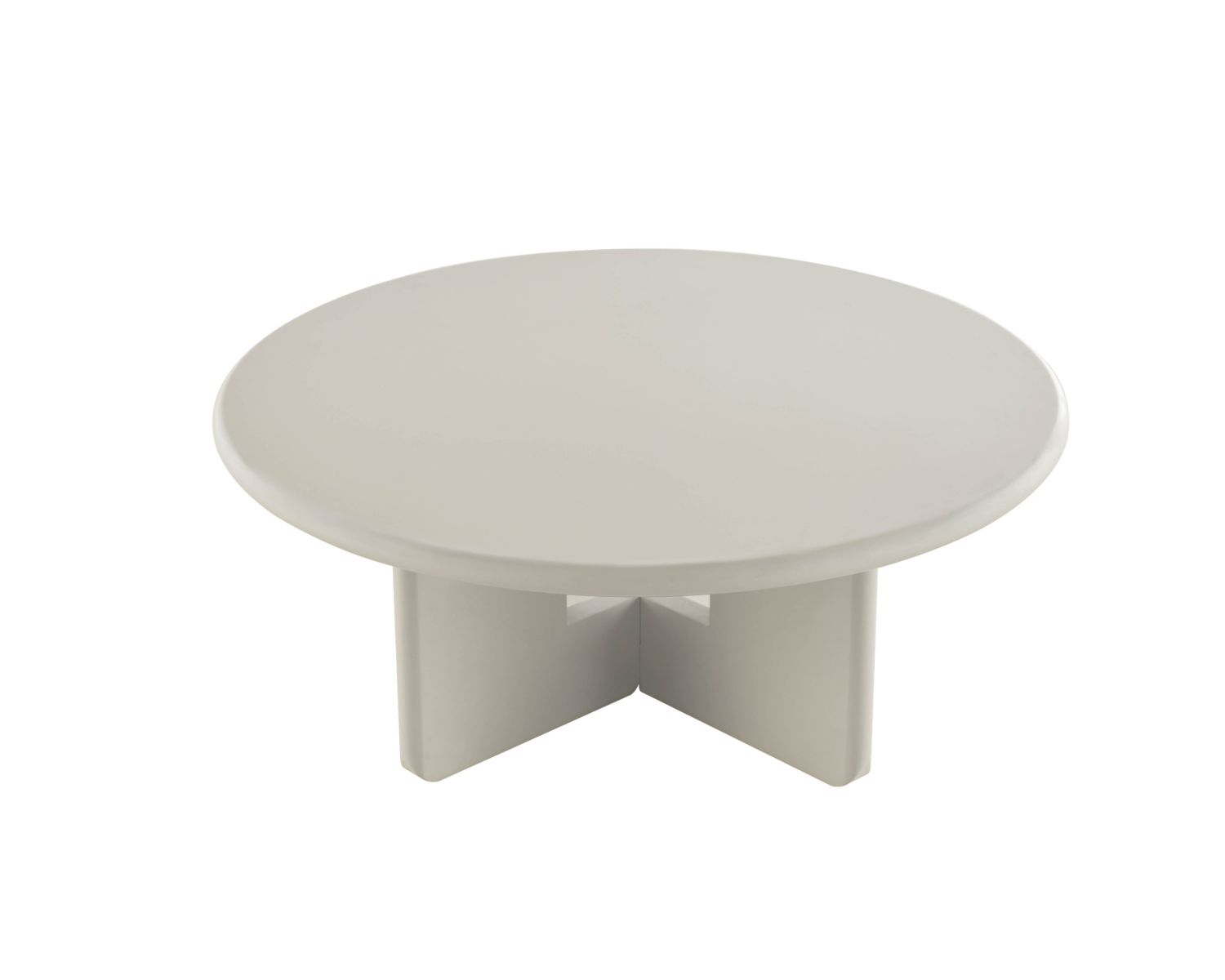 Mesa de centro redonda de 80 cm, color beige, modelo «Nalya», con base escultural