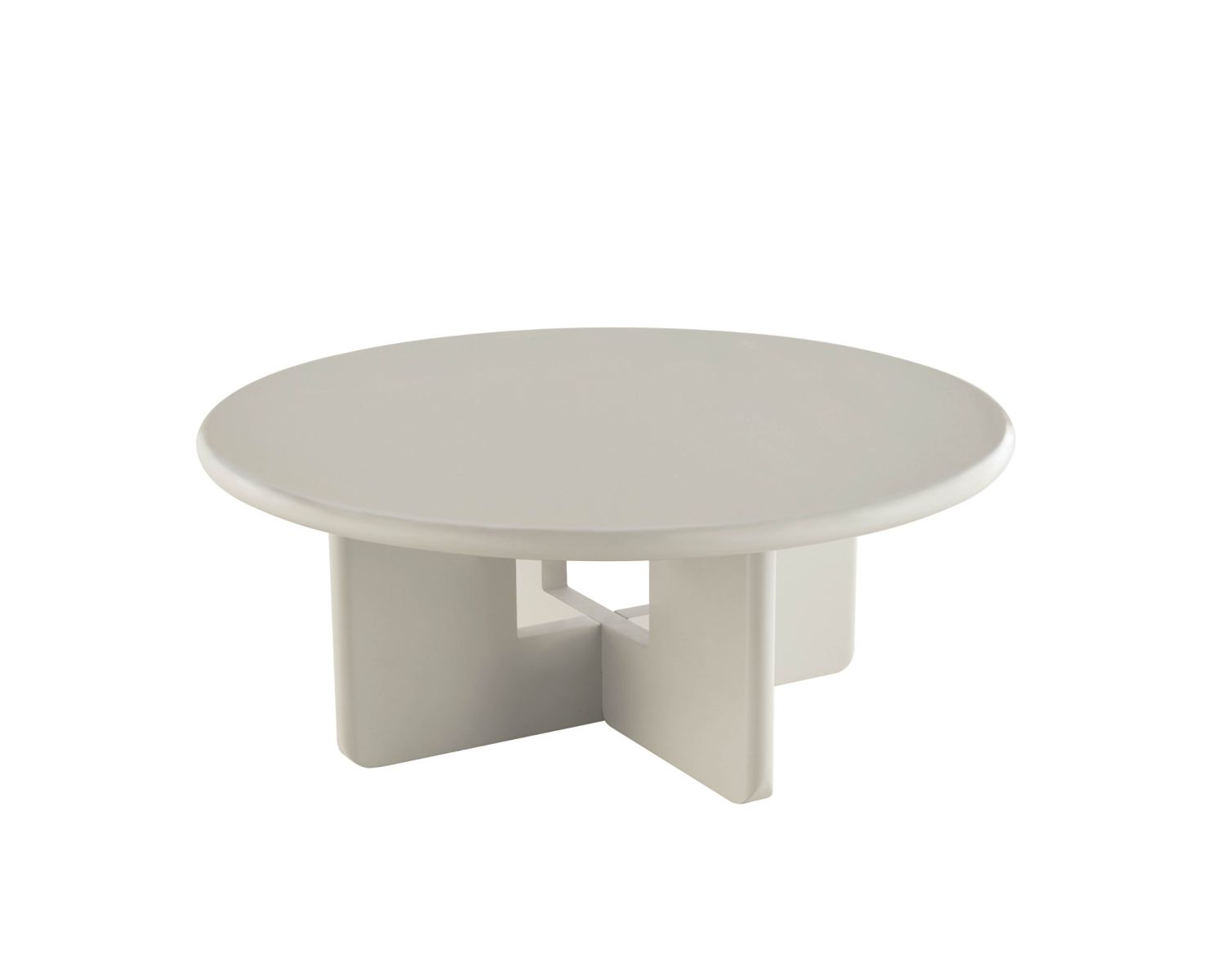 Mesa de centro redonda de 80 cm, color beige, modelo «Nalya», con base escultural
