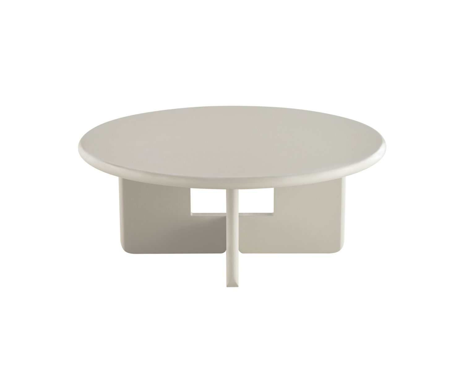 Mesa de centro redonda de 80 cm, color beige, modelo «Nalya», con base escultural