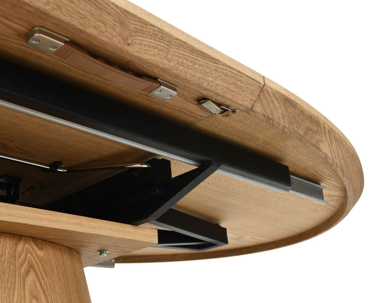 Mesa de comedor ovalada extensible de 160 a 200 cm, con acabado en roble «Oria» y estilo contemporáneo minimalista