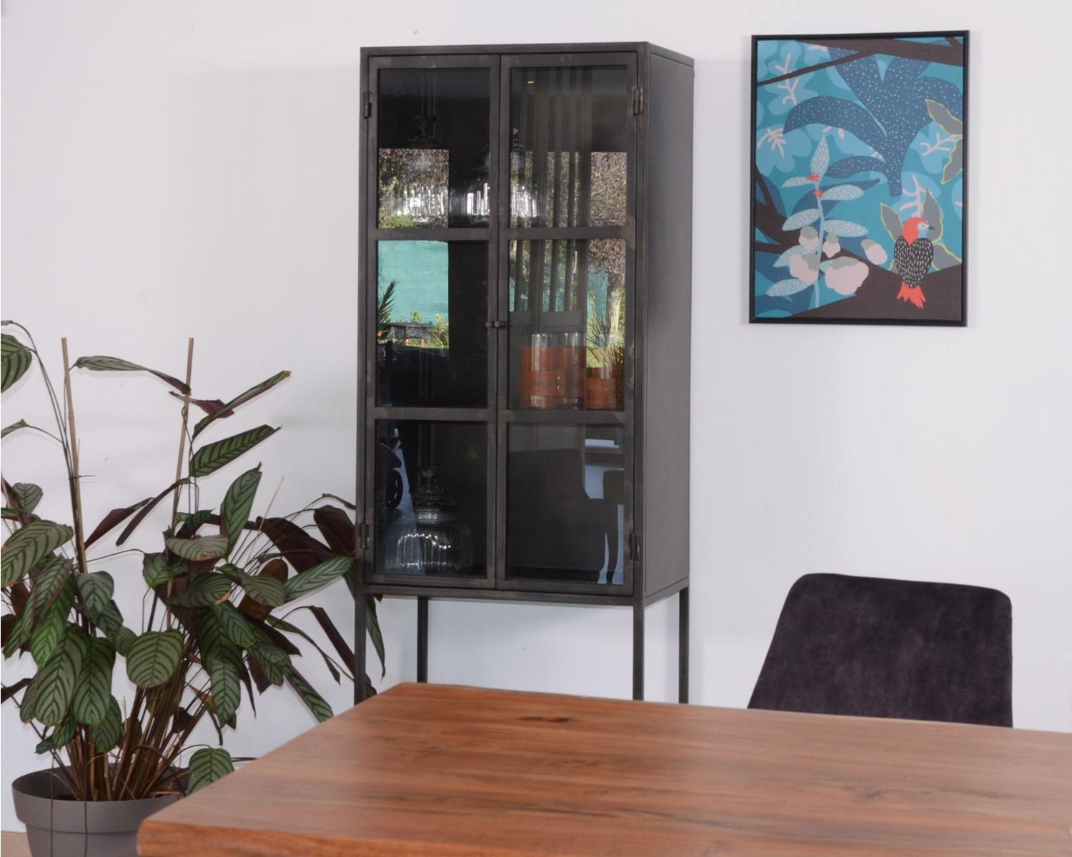 Vitrina estilo «Factory» de dos puertas, de metal negro y cristal «Black Cook»