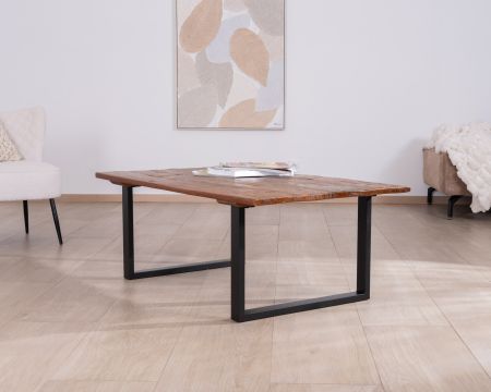 Mesa de centro de madera reciclada con patas de metal negro «Alésia» 