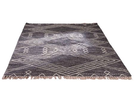 Gran alfombra étnica negra con motivos bordados en blanco «Solira», 300 x 200 cm