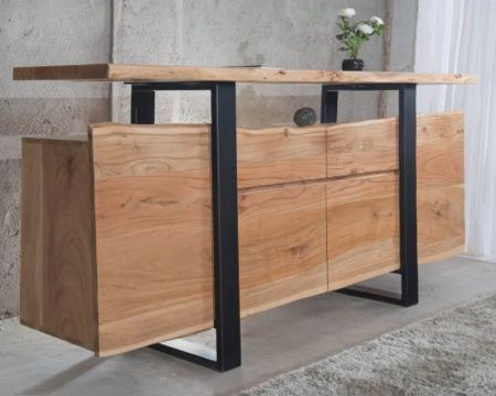 Aparador con cajones de madera maciza natural «Zen Black»