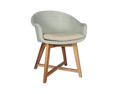 Silla de jardín de teca y resina imitación de ratán blanco «Biarritz»