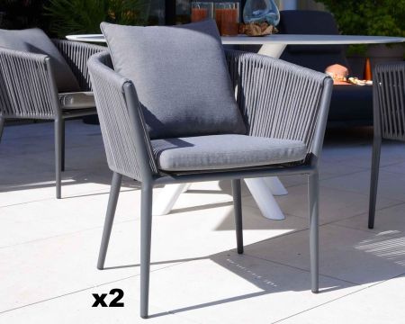 Lote de 2 sillas de jardín contemporáneas y muy cómodas «Cheverny»