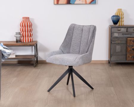 Lote de 2 sillas giratorias de comedor de tela gris «Webber»