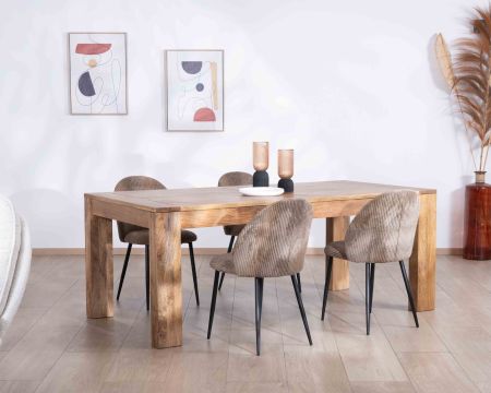 Mesa de comedor extensible de 200 a 290 cm «Jappy» en madera de mango oscuro