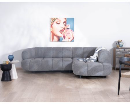 Gran sofá esquinero de tela tejida gris «Syltan» con profundidad de asiento regulable eléctricamente