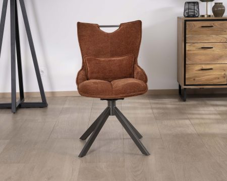 Lote de 2 sillas giratorias de estilo retro «Biorg» en tela color óxido