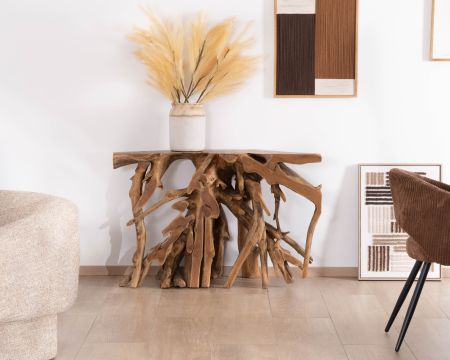 Consola de raíz de teca natural «Kanoa»