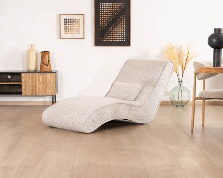 Tumbona de diseño para interior, de tela tejida en color blanco roto «Syltan»