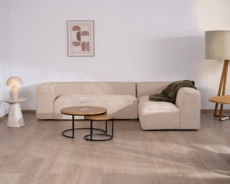 Sofá modular en esquina de tejido bouclé beige «Alcázar»