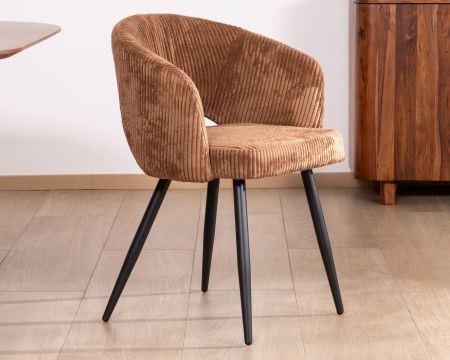Lote de 2 sillas contemporáneas «Sonate» de terciopelo marrón y patas de metal 