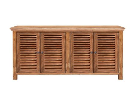 Aparador de madera natural de estilo colonial «Kerala» con 4 puertas