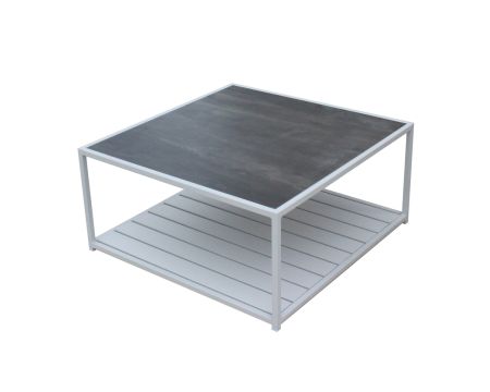Mesa de centro de exterior blanca con tablero de cerámica «Terrasse»