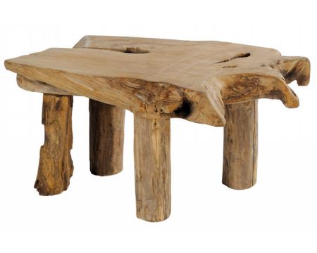 Mesa de centro de teca maciza sin tratar «Farmer»