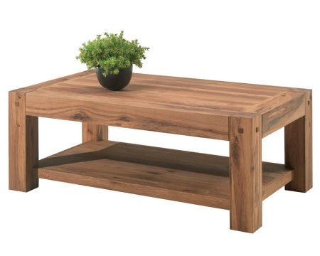 Mesa de centro de doble tablero de roble macizo aceitado «Lodge Casita», 120 cm
