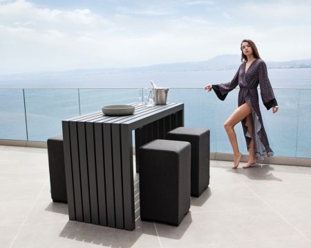 Mesa alta de jardín de aluminio negro de 200 cm «Java Island»