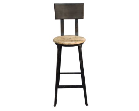 Silla de bar industrial de metal y madera maciza de 110 cm «Atelier Grey»