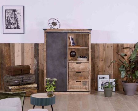 Caja industrial de metal y madera «Caractère»