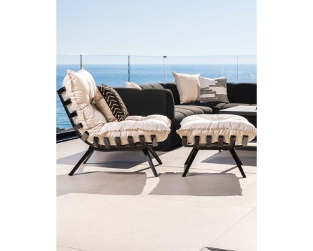 Tumbona modular de alta gama con estructura de aluminio negro «Lisca»