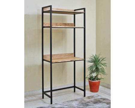 Escritorio industrial de metal y madera de mango con estantes «Atelier» 