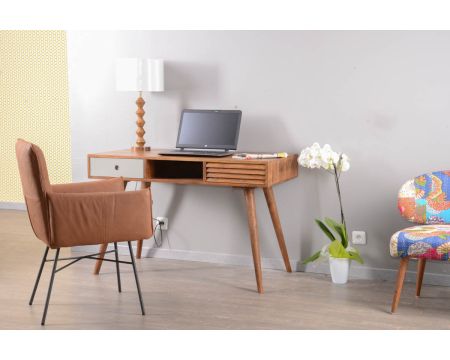 Escritorio vintage de palisandro con cajones grises y madera «Vintage grey»