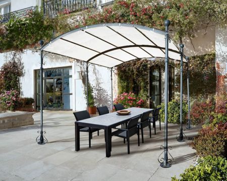 Pérgola de metal de 6 pies con techo redondeado «Gardénia» de 3,60 m x 3 m