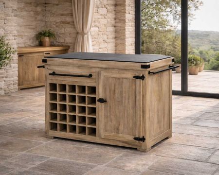 Tabla de cortar de madera maciza «Grand Chef» de 115 cm con superficie de piedra