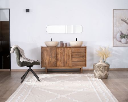 Mueble bajo lavabo de 140 cm en madera de mango oscuro con puertas y cajones «Kahiko»