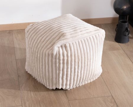 Pequeño puf cúbico de terciopelo blanco «Lizard»