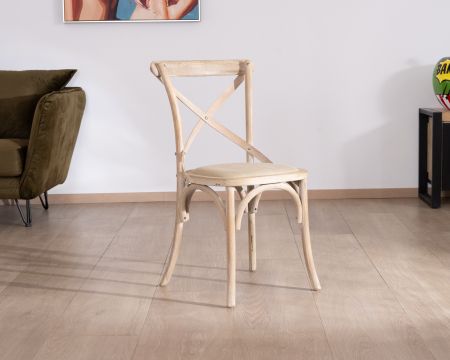 Silla de comedor de estilo bistró en roble con asiento de tela «Brosti»